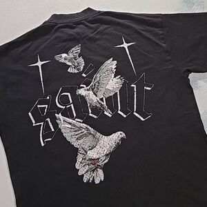 Saint Morta Mens Size Medium T Shirt Black Gothic Pigeon Graphic Streetwear Tee